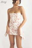 Dresses Woman 2023 Night Evening Satin Dress Sexy Party Dresses Mini Floral Print Bodyocn Dress Elegant High