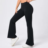 Zingj Hip Yoga V Waist Bell Bottom Pants Fitness Exercise Wide Leg Micro La High Waist Fast Drying Yoga Pants 43210-Outfit