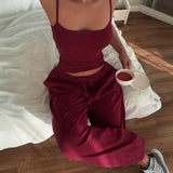 Women's Fashion Slings Tight Rope Sexy Waist Wide Legs Loose Suit