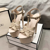 Zingj Waterproof Platform 2023 Summer And Autumn Fashion New Hollow Out Thin Heel Ultra High Heel Casual Fashion Sandals Women's Singles