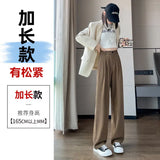 High Sense Suit Pants Female Spring And Summer High Waist Down Small Thin Black Straight Pants Narrow Version Wide Leg Pants-Outfit