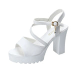 Zingj Female Summer Thick With Thick Bottom Water Platform 2023 New Korean Version Of The Fish Mouth A Word With High Heels Chaobai Build Women's Shoes- Outfit