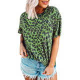 Queens Women Leopard Print Short Sleeve O-neck T-shirt Summer Fashion Ladies Tops Cotton Tee Shirt Camiseta