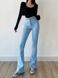2022 New Flared Jeans High Waist Hip Lift Sexy Fashion High Quality Comfy Slim Trousers Streetwear Womens Korean
