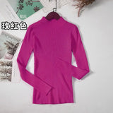 Women Turtleneck Sweater Casual Long Sleeve Korean Harajuku Slim Knitted Pullover Vintage Solid Skinny Jumper Elegant Tops