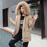 New 2021 Winter Parkas Women Large Fur Collar Hooded Jacket Thickness Cotton Padded Overcoat -30 degree Snow