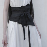 MAO Yamamoto Dark Summer Beach Black White Super Long Irregular Big Swing Elegant Suspender Dress Women Femme Y2K