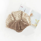 Girl Clothes Spring Summer Linen Cotton Girls Floral Pullover Top Shirt Vintage Suspender Romper Dress Newborn Baby