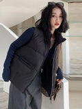 Standing Collar Down Vest Female Wear Light Warm Design Feeling Warm White Duck Down Vest Big Mouth Horse Clip Big Size Tide-Outfit