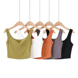 Zingj New Summer Small V-Collar Breathable Comfortable Sports Vest Women's Solid Color Slim Short Sleeveless
