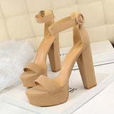 Zingj Thick Heel Super Skinny High Heels Sexy Nightclub Women's Shoes Waterproof Table Open Toe