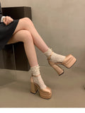 Wedding Shoes Wedding Shoes Wedding Dress Artifact Thick-Soled Waterproof Table Thick Heel 12Cm High Heels Presided Over The Performance