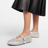 Drill Large-Size Water Drill Rivet Single Shoes Full Of Diamond Belt Buckle Round Head Flat Floor Comfortable Fashion Women's Singles