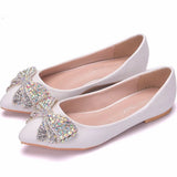 New Summer Autumn Korean Version Of AB Water Drill Women's Shoes Bow Head Shallow Single Shoes Women's Flat
