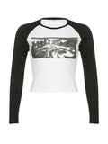 graphic raglan long sleeve crop
