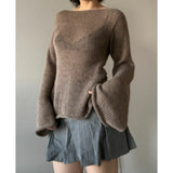 And Summer 2025 New Women's Temperamental Horn Sleeve Knitted Top With Sexy Bare Back