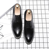 Zingj Men's Casual Shoes Lacing Block Business Shoes 37 Fashion Tide Shoes