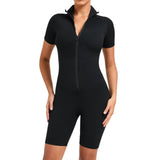 Zingj Belly Design Short Sleeve Zip Yoga Suit Women's Dance Sports Fitness Suit 50210- Outfit