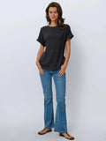 Summer Blouse Women's Short-Sleeved Shirt Casual Round-Neck Short-Sleeved