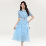 Dress 2025 Explosion New High-End Embroidery Long-Term Collection Waist Thin