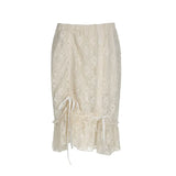 Zingj Classical Palace Wind Lace Flounce Skirt Female New Low Waist Retro Temperament Draw