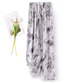 High-End Cotton Pyjamas Ladies Summer Thin Artificial Silk Home Leisure Long Trousers Straight Can Be Worn