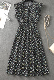 Women Summer Polka Dot Chiffon Dress Short Sleeve Party Sweet Slim A-Line Casual Elastic Waist Elegant Midi Dresses Robe