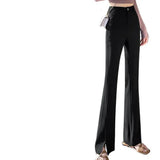 Thigh Pants Women's Summer Thin Ice Silk High Waist Thin Feeling Small Open Casual Suit Trumpet