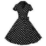 Dot Printed Cotton Green Party Vintage Rockabilly Dress With Belt Short Sleeve Retro 50s 60s Midi Pin Up Tunic