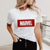 Women T Shirts Summer Short Sleeve Marvel Avengers Superhero Print Female T-shirts Girls Ladies Tee Shirts Plus