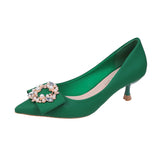 Spring And Summer New Commuter Temperament Rhinestone Thin Heel Pointed Women's High Heels Single Shoes Direct