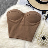 Zingj Color Strapless Vest Female Wearing Sexy Hot Girl Short Crop Slim Thin With Chest