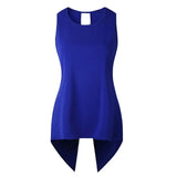 Tops and Blouses Sleeveless Ladies Top Female Cross Irregular O-Neck Woman Blouse Shirt Summer Tops for Women 2018