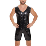 Zingj Men's Mirror Bright Leather Jumpsuit Sexy Zipper Open Gear No Odor Size