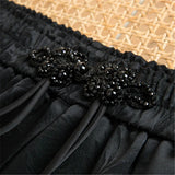 Luxury National Style Buckle Black Wide Leg Trousers Thin Straight Tube Thin European Style Trousers In Spring And