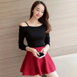 2021 Off Shoulder Sexy Women Long Sleeve Knitted Sweater Solid Skinny Slim Sweater Women Spring And Winter