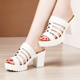 Slippers For Women To Wear 2023 Summer Fashionable Thick-Soled Waterproof Table High-Heel Open-Toe Hollowed-Out Large Size