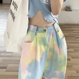 Women Jeans 2022 New Loose Colorful Wide Leg Brown High Waist Straight Pants Women's Casual Pants Denim Femme