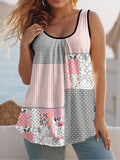 Round Collar Vest New Art Splicing Pattern 3D Digital Printing Sleeveless Women's Folding