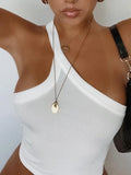 Fashion Camis Tops for Women 2023 Summer Streetwear Basic Sexy Backless Sleeveless White Straps Top