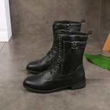 2025 Round Head With Martin Boots In The Middle Of The Barrel Women's Boots Side Zipper Wish High Help