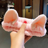 Face Hair Holder Hairbands Soft Warm Coral Fleece Bow Animal Ears Headband For Women Girls Turban Fashion Hair
