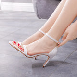 Cm Light Mouth With High-Heeled Sandals White Light Sandals Fine Heel Fish Mouth Wedding Dress Wedding