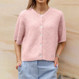 Button Up Short Sleeve Cardigan-Outfit
