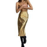 Zingj Women's Spring 2023 New Skirt Pleated High Waist Open Fork Fashion Trend Versatile-Outfit