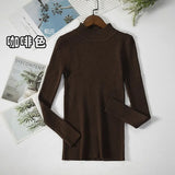 Women Turtleneck Sweater Casual Long Sleeve Korean Harajuku Slim Knitted Pullover Vintage Solid Skinny Jumper Elegant Tops