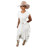 Zingj New Women's Casual And Versatile Pure Color Knitting Sleeveless Tassel