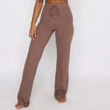 2021 Summer High Waist Sexy Straight Pants Women Sports Slim Black Long Trousers Streetwear Casual Solid Woman
