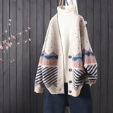 new spring and autumn long-sleeved cardigan knitted jacket women's sweater loose all-match western-style