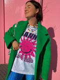 vintage chic smiley print T-shirt women 2022 summer short sleeve round neck cotton cozy tees casual tops female